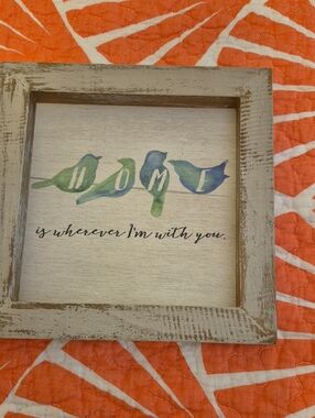 Hobby Lobby Watercolor Bird "HOME" Wall Art in Blue-Green